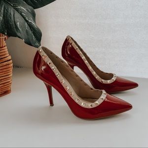 Red and cream stiletto pointy heel size 10